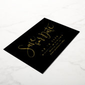 Goud Zwart Modern Script Eenvoudig De datum opslaa Folie Uitnodiging (Gedraaid)