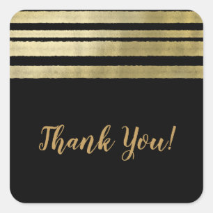 Goud & Zwart Moderne Chic Elegante Trouwdag Vierkante Sticker