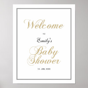 Goud & Zwart Moderne Welkom Bord Baby Shower Jon Poster