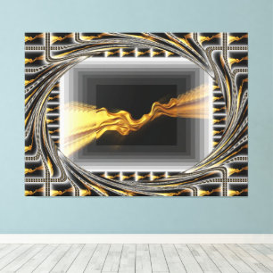 Goud Zwart Monochroom Weelderige Draai Vloeibaar A Canvas Afdruk