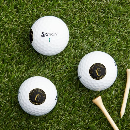 Goud Zwart Monogram aangepaste naam Srixon Golfballen (Insitu Gras)