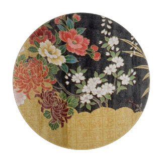 Goud Zwart Oosters Japans Kimono Bloemen Glas Snijplank