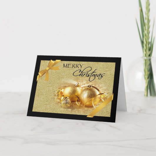 Goud Zwart Ornament Kerst Kaart (Voorkant)
