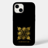 Goud Zwart Oud Grieks Meander Monogram Case-Mate iPhone Case (Achterkant)