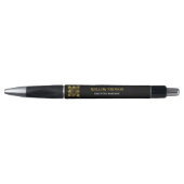 Goud Zwart Oud Grieks Meander Monogram Pen (Voorkant)