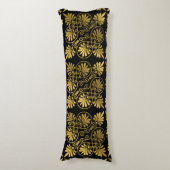 Goud Zwart Oud Grieks Meander Patroon Lichaamskussen (Voorkant Verticaal)