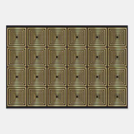 Goud zwart rood groen Inpakpapier Set van 3 (Voorkant)