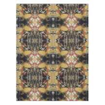 Goud Zwart Rood Japans Bloemen Katoen Dineren