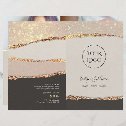 Goud zwart shimmer papier service menu brochure (Voorkant / Achterkant)
