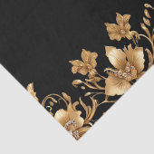 Goud Zwart Sierlijk Bloemmotief Tissuepapier (Detail)