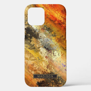 Goud Zwart Sinaasappel Abstract Patroon Gepersonal iPhone 12 Hoesje