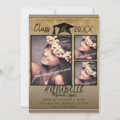 Goud Zwart Sparkle Afstuderen Afstuderen Party Fot Kaart (Voorkant)