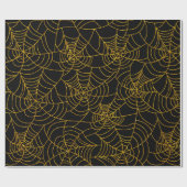 Goud Zwart Spin Webbing Spiderweb Halloween Cadeaupapier (Vlak)