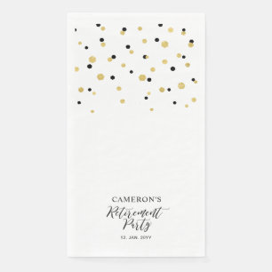 Goud & Zwart Stijlvol Script Confetti Cheers Party Servet