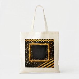 Goud Zwart Stippen Strepen Glitter Glans Glamour Tote Bag