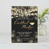 Goud zwart string lichten corporate Cocktail party Kaart (Staand voorkant)