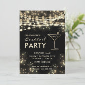 Goud zwart string lichten corporate Cocktail party Kaart (Staand voorkant)