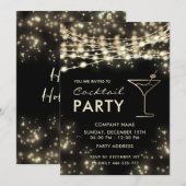 Goud zwart string lichten corporate Cocktail party Kaart (Voorkant / Achterkant)