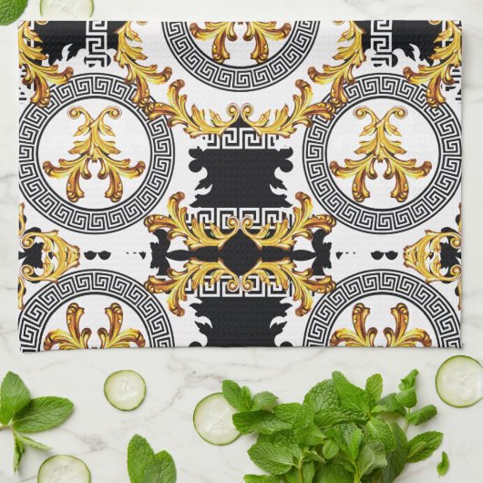 Goud zwart theedoek (Gevouwen)