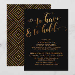 Goud Zwart To Have & To Hold na-huwelijksfeest Kaart