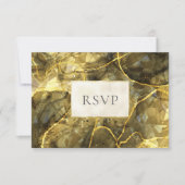 Goud Zwart Topaas Edelsteen Huwelijk RSVP Kaartje (Voorkant)
