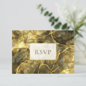 Goud Zwart Topaas Edelsteen Huwelijk RSVP Kaartje (Staand voorkant)