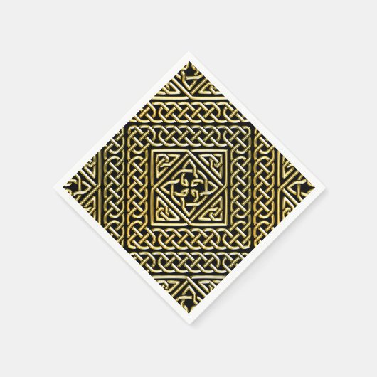 Goud Zwart Vierkant Vormen Keltisch Knotwork Patro Servetten (Hoek)