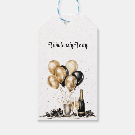 Goud Zwart Wit Balloon Boeket Gift Labels Cadeaulabel (Voorkant)