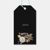 Goud Zwart Wit Bloemen Cadeaulabel (Achterkant)