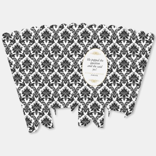  Goud Zwart & Wit Damast Bruiloft Bedankdoosjes (Ongevouwen)