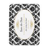  goud, zwart & wit damast sparen de datum magneet (Verticaal)