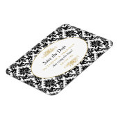  goud, zwart & wit damast sparen de datum magneet (Linkerzijde)