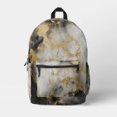 Goud, Zwart & Wit Marmer | Bedrukte Rugzak (Voorkant)