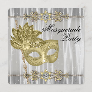 Goud Zwart Wit Masquerade Feest Kaart