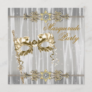 Goud Zwart Wit Masquerade Feest Kaart
