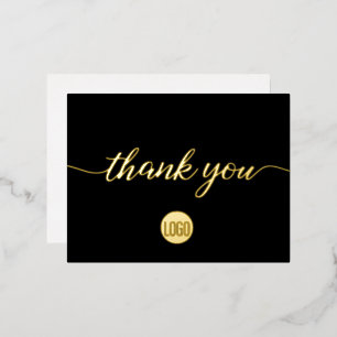 Goud Zwart Zakelijk Elegant Bedankt Folie Feestdagen Briefkaart