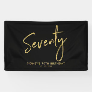 Goud & Zwarte 70e Verjaardagspartij Welkomstbanner Spandoek