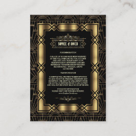 Goud Zwarte Art Deco Gatsby Bruiloft Details uit d Informatiekaartje