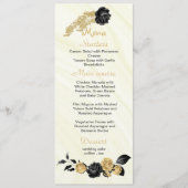 Goud & Zwarte Bloemen Bruiloft Menu (Voorkant)