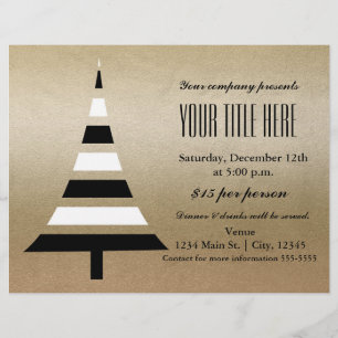 Goud & Zwarte Kerstboom Vakantie Feest Flyer