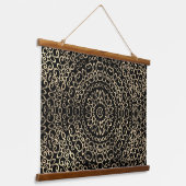 Goud Zwarte Mandala Chic Trippy Psychedelische Hip Hangend Wandkleed (Gebogen)