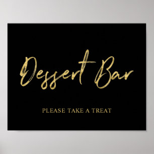Goud Zwarte Moderne Borstel Lettering Dessert Bar Poster