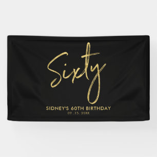 Goud & Zwarte Moderne Verjaardagsbanner 60 jaar Spandoek