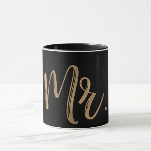 Goud & Zwarte MR. Typography Modern Minimaal Lette Mok (Midden)