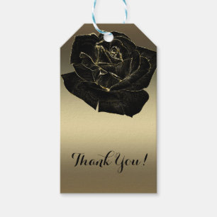 Goud & Zwarte Roos Glam Elegante Klasse Chique Fee Cadeaulabel