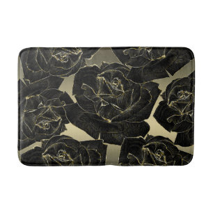 Goud & Zwarte Roos Glamourueus Elegant Klassevol C Badmat