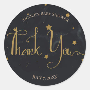 Goud Zwarte Sterren Donkere Nachtelijke Hemel Baby Ronde Sticker