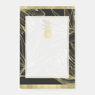 Goud & Zwarte Tropische Ananas Botanische Bloemmot Post-it® Notes