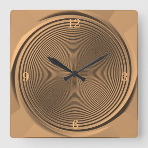Goud/Zwarte Wervel Design  >Wandklok Vierkante Klok