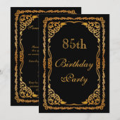 Goud zwijn 85e verjaardag kaart (Voorkant / Achterkant)